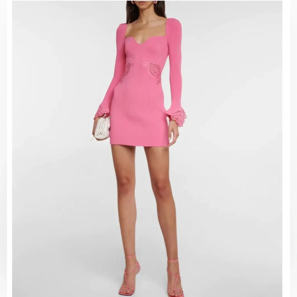 Self Portrait Pink Lace Trimmed Mini Dress. Size M. Worn once. - Picture 2 of 6